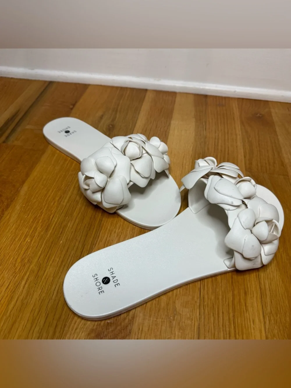 Shade & Shore Mallory Floral Jelly Slide Sandals White Women's Size 9